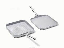 utensilios de cocina dúo de sartenes cuadrados gris Caraway 8XDR59
