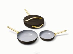 utensilios de cocina trío de sartén negro Caraway 8XDR7